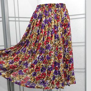 Vintage Ms Chaus Pleated Boho Floral Print Skirt M
